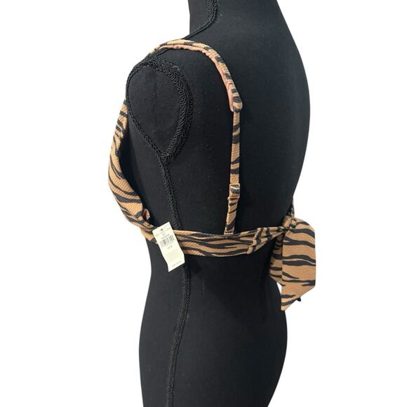 NWT! Aerie Pique Triangle Bikini Top Brown Black Animal Print - Size Medium - Picture 8 of 10